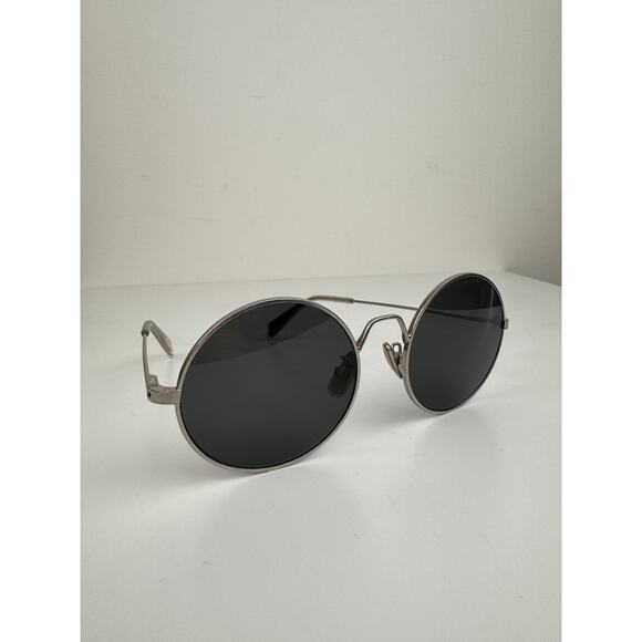 CELINE Unisex Silver Metal Full Frame Dark Gray Lens Polarized Round Sunglasses - Picture 10 of 13